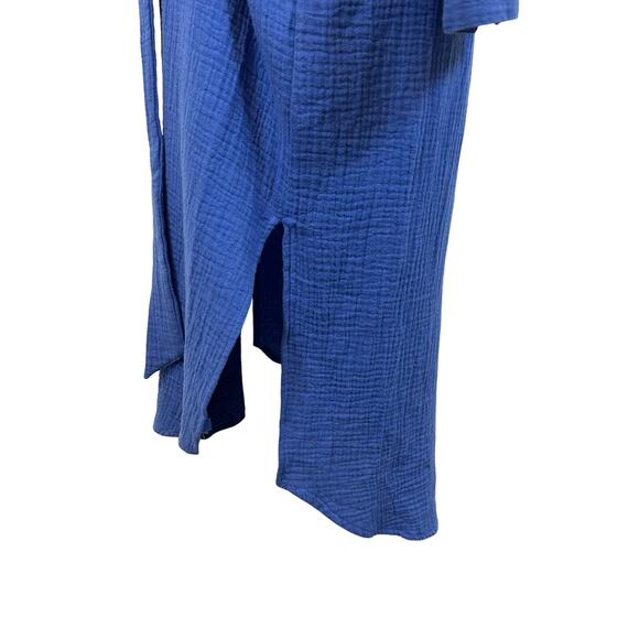 Magaschoni Blue Gauze Organic Cotton Dress/cover up  button down Size Small - Picture 4 of 10